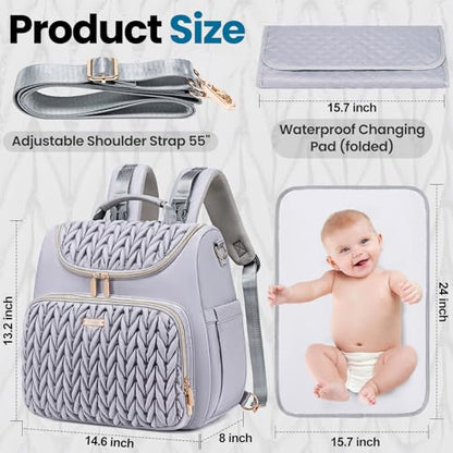 Tealari 4 in 1 Convertible Diaper Bag Backpack,Waterproof Baby Diaper Bag with Changing Pad,Converts into Baby Tote Bag,Diaper Backpack,Stroller Bag and Crossbody Diaper Bag - color: Gray