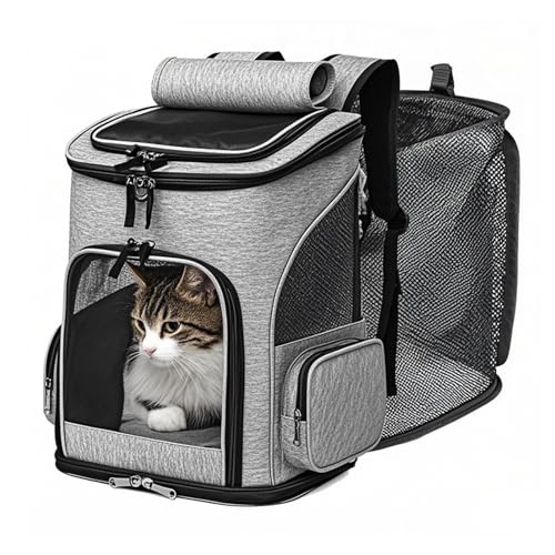 Cat Carrier Backpack, Airline Approved Expandable Pet Carrier, Breathable Mesh Backpack for Small Dogs & Medium Cats Hiking Camping Travel (Gray) - color: Gray