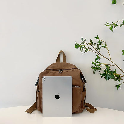 MaxxCloud Canvas Backpack-Adjustable Shoulder Straps,Unisex Mini Laptop Backpack for Work&Travel,Casual Daypack (Brown) - color: Brown