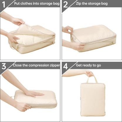 6 Set Packing Cubes Compression Bags for Travel, Waterproof Luggage Organizer, Travel Essentials for Cruise Vacation, Beige - color: Beige