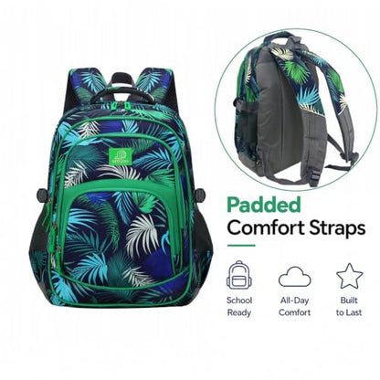 MYGOO Boys School Backpack Grove Foliage Green Bookbag for Elementary Middle School Ages 5-12, 17 inch Large Capacity 24L Kids Student Travel Bags - color: Grove Foliage Green