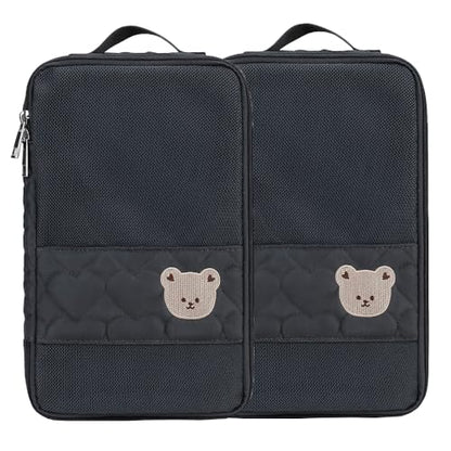 Baby Diaper Bag Organizer Pouches - 2 Pack Waterproof Pod Hanging Diaper Bag Cute Bear Mesh Bag Reusable, Washable or Baby Cloth Diapers - color: Black