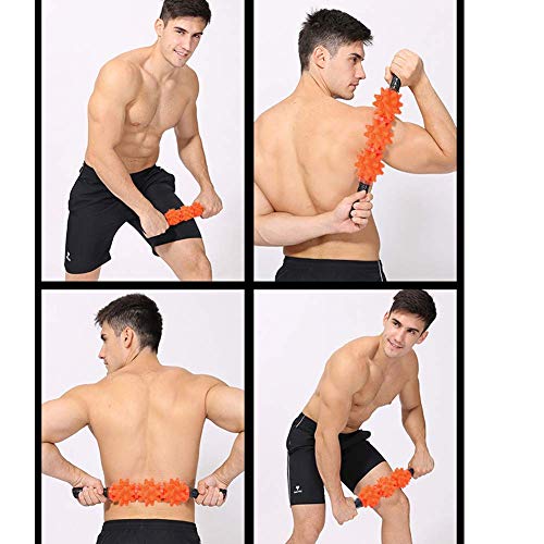 Muscle Roller Stick, Spiky Massage Stick Muscle Roller Deep Tissue Muscle Relaxation Massager Relief Muscle Soreness/Cramping and Tightness with Adjustable Handle for Back/Legs/Shoulder