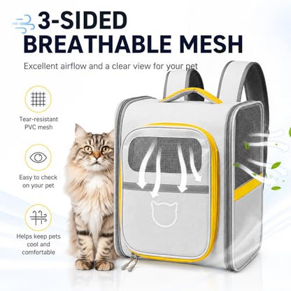 Vivicreate Cat Backpack Carrier for Dogs and Cats Kittens Rabbits, Foldable Mesh, Cat Carrier Backpack 15 Lbs, Pet Backpack Carrier for Walking, Camping and Cycling (Gray) - color: Gray