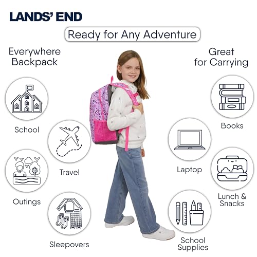 Lands' End Unisex Kids Medium ClassMate Lightweight Durable Elementary School Backpack, Fuchsia Pink - color: Fuchsia Pink