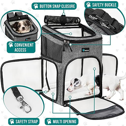 PetAmi Dog Backpack Carrier, Airline Approved 4-Way Entry Cat Backpack Carrier, Ventilated Mesh, Collapsible Pet Carrier for Small Puppy, Kitten, Hiking, Travel Car, Vet, up to 18 lbs, Heather Gray - color: Heather Gray