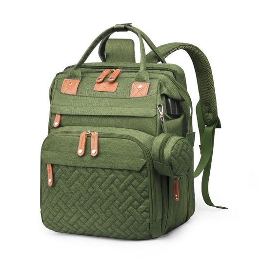Jeryswet Baby Diaper Bags with Changing Station, Waterproof Large Capacity Diaper Bag Backpack for Moms Dads with USB Charging Port and Stroller Straps, Baby Shower Gifts, Green - color: Army Green