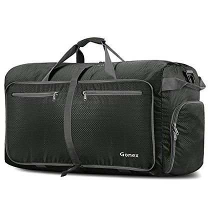 Gonex Large Foldable Travel Duffle Bag with Shoes Compartment, Packable Lightweight Water Repellent Duffel Bag for Camping Gym Weekender Bag - color: Gray, size: 80L