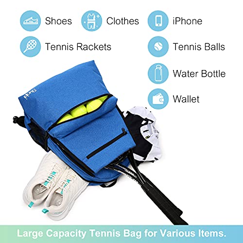 Sucipi Tennis Bag Professional Tennis Backpack for Men and Women Racket Bags Holds 2 Rackets with Ventilated Shoe Compartment - color: Dark Blue