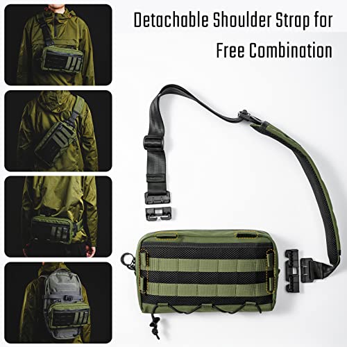 TACTICAL_GEEK Cache L3 EDC Sling Bag Chest, Lightweight Shoulder Daypack, 500D Nylon, Travel Hiking Concealed Carry,Crossbody Bag, Tactical Backpack, Hiking Ambidextrous Strap Green - color: Green