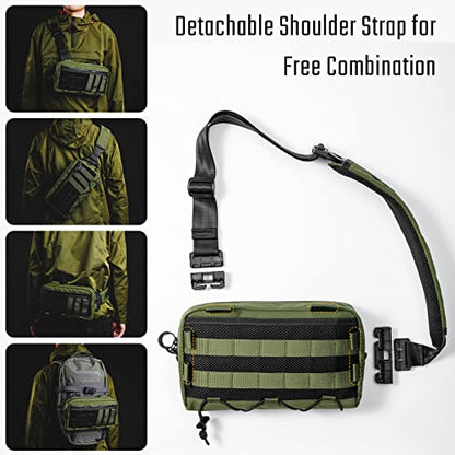 TACTICAL_GEEK Cache L3 EDC Sling Bag Chest, Lightweight Shoulder Daypack, 500D Nylon, Travel Hiking Concealed Carry,Crossbody Bag, Tactical Backpack, Hiking Ambidextrous Strap Green - color: Green