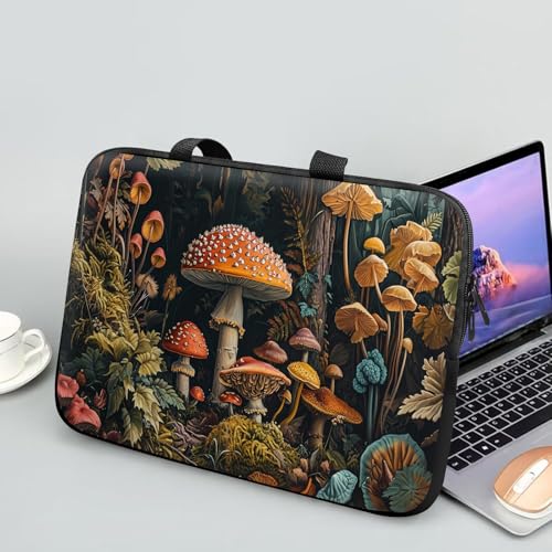 14 15 15.4 15.6 inch Laptop Handle Bag Computer Bag, Pouch Holder Notebook Sleeve Cover Soft Case Compatible for Dell,Lenovo,Toshiba HP, Asus Notebook-All Kinds of Mushrooms - color: All kinds of Mushrooms