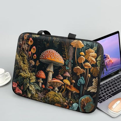 14 15 15.4 15.6 inch Laptop Handle Bag Computer Bag, Pouch Holder Notebook Sleeve Cover Soft Case Compatible for Dell,Lenovo,Toshiba HP, Asus Notebook-All Kinds of Mushrooms - color: All kinds of Mushrooms