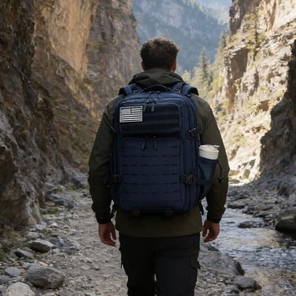 Sparklekle Military Tactical Backpack 45L 3 Day Assault Pack Waterproof Molle Hiking Rucksack for Men and Women (Blue) - color: Navy, size: 45L