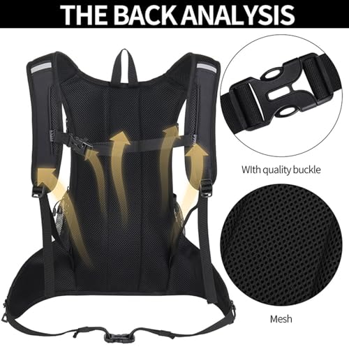 18L Hydration Backpack, Lightweight Breathable Hiking Backpack with Reflective Strips, for Riding Camping Running Commuting - color: Black