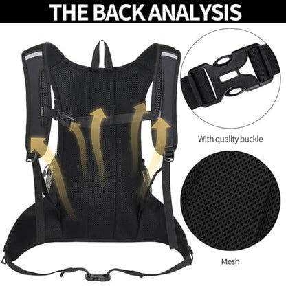 18L Hydration Backpack, Lightweight Breathable Hiking Backpack with Reflective Strips, for Riding Camping Running Commuting - color: Black