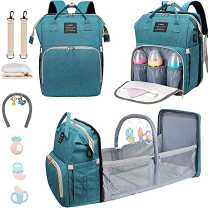 ANWTOTU Baby Diaper Bags with Changing Station,900D Oxford Waterproof Diaper Bag Backpack for Moms Dads with USB Charging Port,Large Capacity Baby Essentials(Ungrade-Green) - color: Ungrade-green
