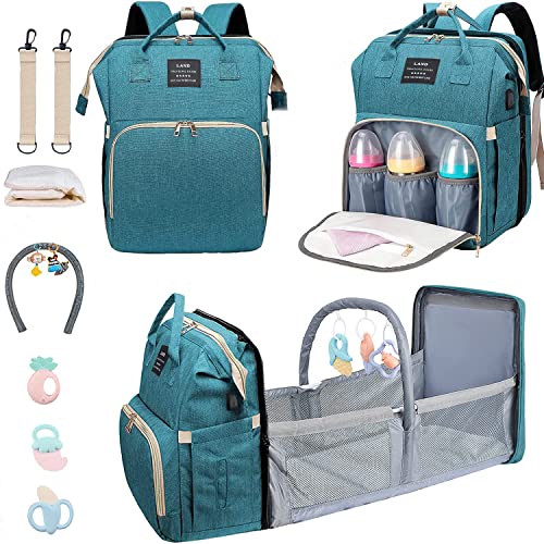 ANWTOTU Baby Diaper Bags with Changing Station,900D Oxford Waterproof Diaper Bag Backpack for Moms Dads with USB Charging Port,Large Capacity Baby Essentials(Ungrade-Green) - color: Ungrade-green