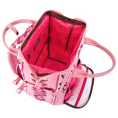 Wrangler Aztec Backpack Organized Daypack Travel Baby Bag with Stroller Strap and Side Bottle Pockets WG2204-9110PK - color: Angel Pink