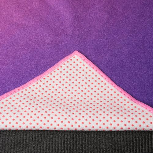 Eunzel Hot Yoga Towel, Non Slip Yoga Mat Towel Sweat Absorbent Printed Yoga Towel with Grip Dots for Hot Yoga, Pilates and Workout 72"x 24", Velvet Dusk - color: Velvet Dusk