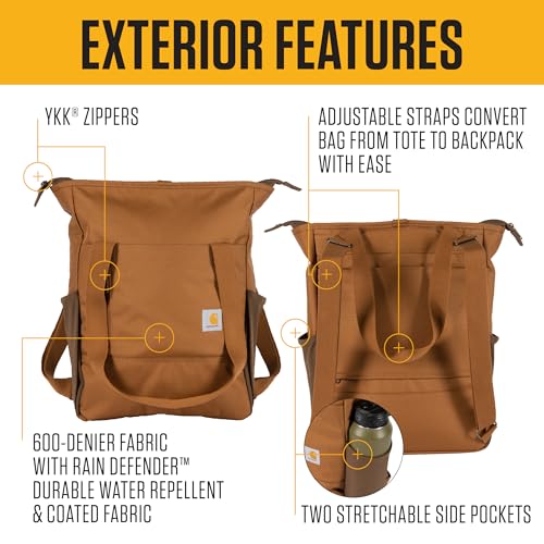 Carhartt Classic Convertible Backpack Tote, Durable Water Repellent Material W/ 17" Laptop Sleeve, Carhartt Brown - color: Carhartt Brown