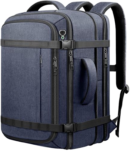 Flight Approved Travel Backpack with LifetimeWarranty,Expandable Carry on Backpack 40-50L with Cable Access Port,Fits 17.3"Laptop,Flight TSA friendly,Anti Theft Laptop Backpack Travel,Commuting,Blue - color: Blue, size: 17.3inch (19"x12.5"x8.5")