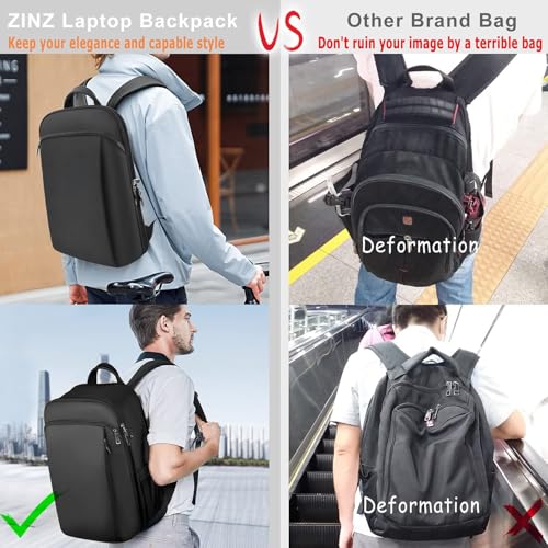 ZINZ Slim and Expandable 15 15.6 16 Inch Laptop Backpack Anti Theft Business Travel Notebook Bag with USB, Multipurpose Large Capacity Daypack for Men & Women,DB01K02 - color: Db01k02