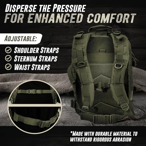 Tru Salute 45L Military Tactical Backpack Large Army 3 Day Assault Pack Molle Bug out Bag Rucksack (Amy Green) - color: Amy Green