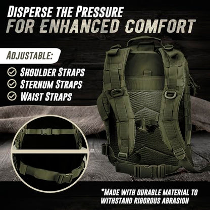 Tru Salute 45L Military Tactical Backpack Large Army 3 Day Assault Pack Molle Bug out Bag Rucksack (Amy Green) - color: Amy Green