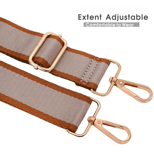 Replacement Purse Strap Shoulder Strap Adjustable Crossbody Strap for Women Crossbody Wide Shoulder Bag - color: Earth Tone+gold Metal
