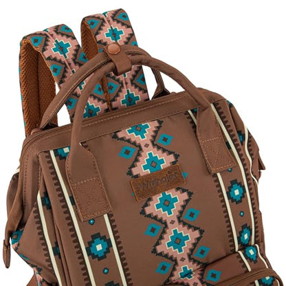 Montana West Wrangler Diaper Bag Backpack Aztec Callie Bag Travel Backpack Purses Western Multi-Function Baby Bags for Mom - color: 3pcs Dark Brown