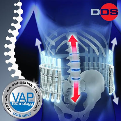 DDS, Inc. G2 Lumbar Decompression Belt, Pneumatic Air Decompression Back Brace for Men and Women, Lower Back Stability for Work, Home, Driving, Lifting, and Daily Wear for All Activity –Extra Large - size: X-Large (Pack of 1)