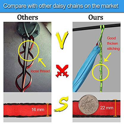 KIKIGOAL 2pcs Safety Daisy Chains Strong Climbing Strap Adjustable Nylon Strap Rope Yoga Pilates Stretching Straps - color: Red, size: 180cm x 1.5cm