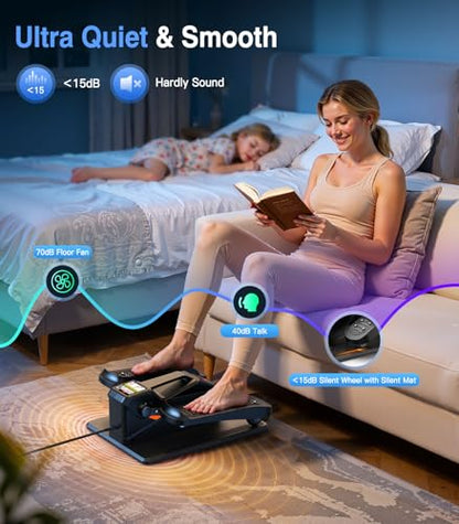 Under Desk Elliptical Machine, Portable Electric Elliptical Exercise Equipment with 12 Adjustable & 3 Automatic Speeds, Ellipse Leg Pedal Exerciser While Sitting for Seniors, Adults