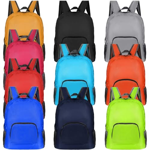 Sherr 10 Pack 17" Classic Backpacks in Bulk Foldable Lightweight Back Packs Basic Classic bags for Travel (Multicolor) - color: Multicolor