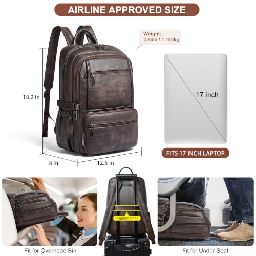 Shrrie 17 Inch Laptop Backpack Purse for Women with Giant Tumbler Holders | Vegan Leather Backpack with Large Water Bottle Pocket,Work Travel Business College Teacher Nurse,35L Large Capaity - color: Coffee