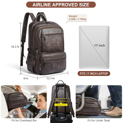 Shrrie 17 Inch Laptop Backpack Purse for Women with Giant Tumbler Holders | Vegan Leather Backpack with Large Water Bottle Pocket,Work Travel Business College Teacher Nurse,35L Large Capaity - color: Coffee