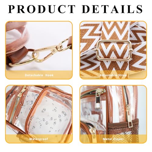 Clear Bag Stadium Approved Events Concerts Sports Outdoors Water Bottle Holder,Clear Purse for Women Men Handbags - color: 2# Brown-a