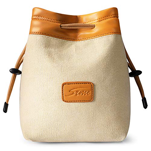 S-ZONE Soft Camera Bag DSLR Insert Handbag Drawstring Lens Case Compatible with Canon Nikon Sony - color: Brown, size: Small