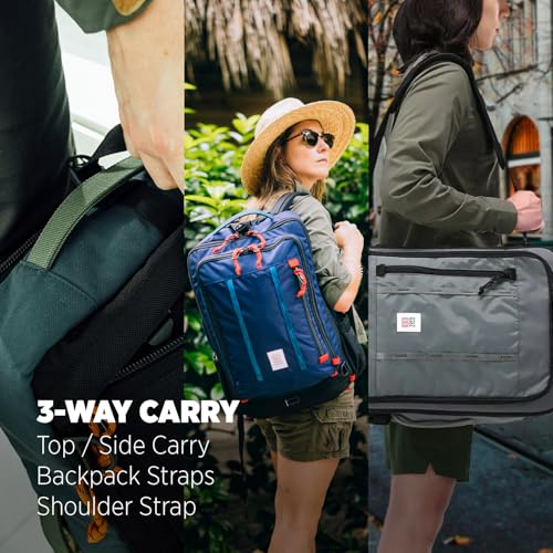 Topo Designs Global Travel Bag – 30L or 40L - Carry-On Compliant Most Airlines, Durable Travel Duffel Bag, Clam Shell Main Pocket, Laptop Sleeve, Backpack, Sling, Luggage (40L / Navy) - color: Navy, size: 40L