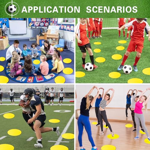 Poly Spot Markers 4.73 inch/10 inch 12 Pcs Non-Slip Rubber Agility Training Markers Floor Dots Flat Field Cones for Football, Soccer, Basketball, School Exercise Drills, Dance Practice - style: 4.73 inch 24 Pcs Orange Red (TPE)