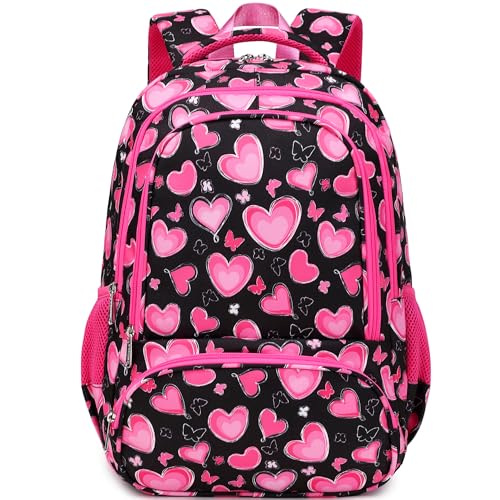 abshoo Lightweight School Backpack For Girls 6-8-10 Kindergarten Elementary Bookbag Kids School Bags (Heart) - color: Heart