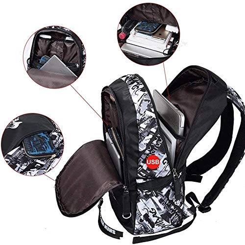 Asge School Backpack for Boys Print Backpack Teenagers Nylon Large School Bag Outdoor Reflective Daypack - color: Camouflage