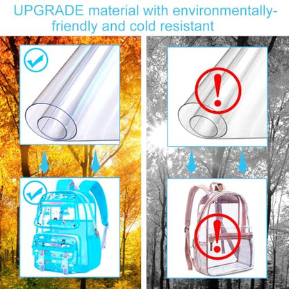 KLFVB Clear Backpack Heavy Duty, 3PCS Girls See Through School Bag Set, Cute Transparent Bookbag for Women - Cloud Cat Blue - color: Cloud Cat Blue Clear Backpack