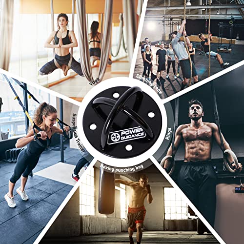 POWER GUIDANCE Wall and Ceiling Mount Bracket for Suspension Straps, Gymnastic Rings, Yoga Swings & Hammock Resistance Band Battle Rope - color: Black (set of 2)