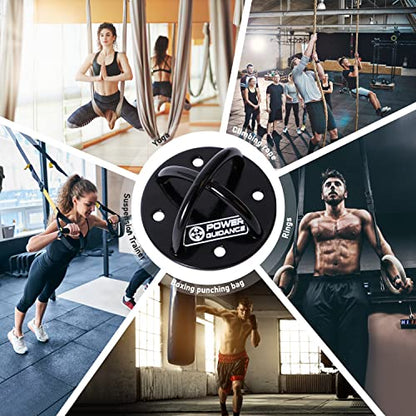 POWER GUIDANCE Wall and Ceiling Mount Bracket for Suspension Straps, Gymnastic Rings, Yoga Swings & Hammock Resistance Band Battle Rope - color: Black (set of 2)
