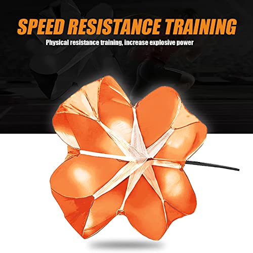 Running Parachute for Speed Training, 56 inch Resistance Parachute for Athletes, Sprinting & Football Training Equipment with Adjustable Waist Belt, Drag Chute to Improve Velocity & Explosive Power - color: Orange-Velcro belt
