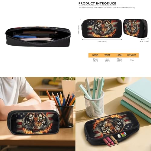 American Flag Tiger Backpack Set for Boys School Backpack with Lunch Bag Water Bottle Carrier Pencil Case 4PCS Set Kids Bookbag for Kindergarten Primary Elementary School Bags with Handle - color: American Flag Tiger