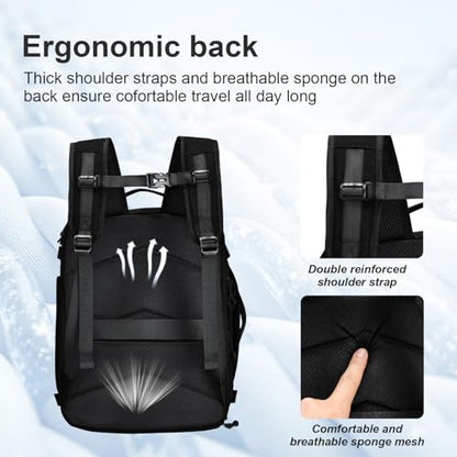 Carry On Travel Backpack with Shoe Compartment Flight Approved Laptop Backpack Expandable Work Business Backpack for Women Men Casual Daypack, Black - color: Black, style: A
