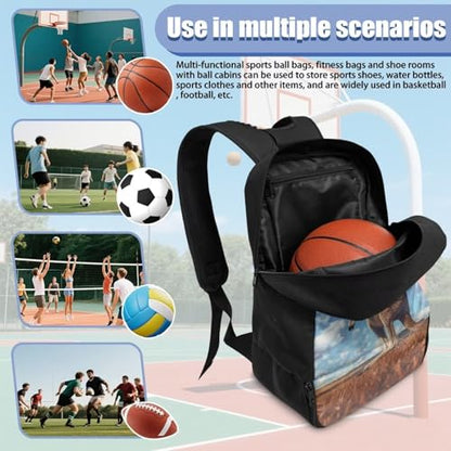 Basketball Backpack With Separate Ball Compartment And Shoes Fit Basketball Volleyball Football - color: Kangaroo